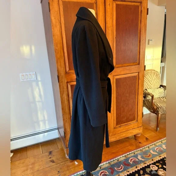 Cole Haan Women's Black Signature Draped Front Wrap Coat Size 8 - Picture 12 of 15